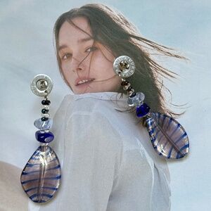 HANDMADE ANTICA MURRINA Dangling Murano Glass Earrings Posts